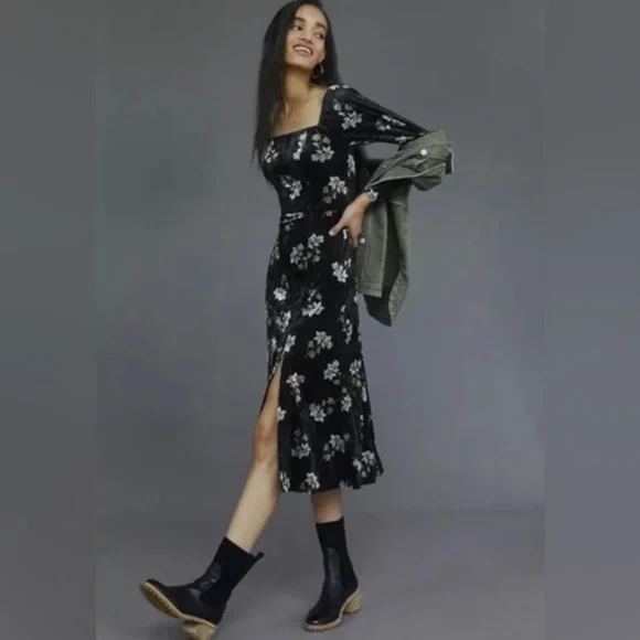 anthropologie velvet wrap midi dress Velvet Wrap Midi Dress
